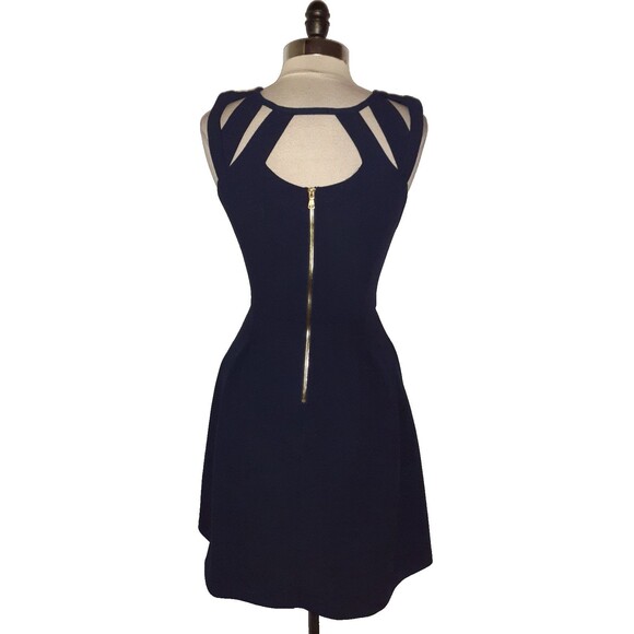 BETSEY JOHNSON Size 10 A-Line Dress Navy Blue Sleeveless Pockets - Picture 3 of 5